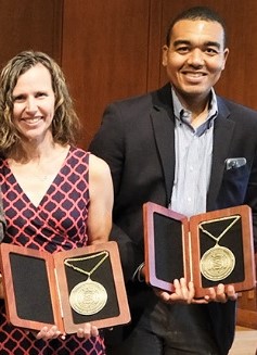 kara hume (left) and brian boyd (right) honored during celebration of scholarly excellence