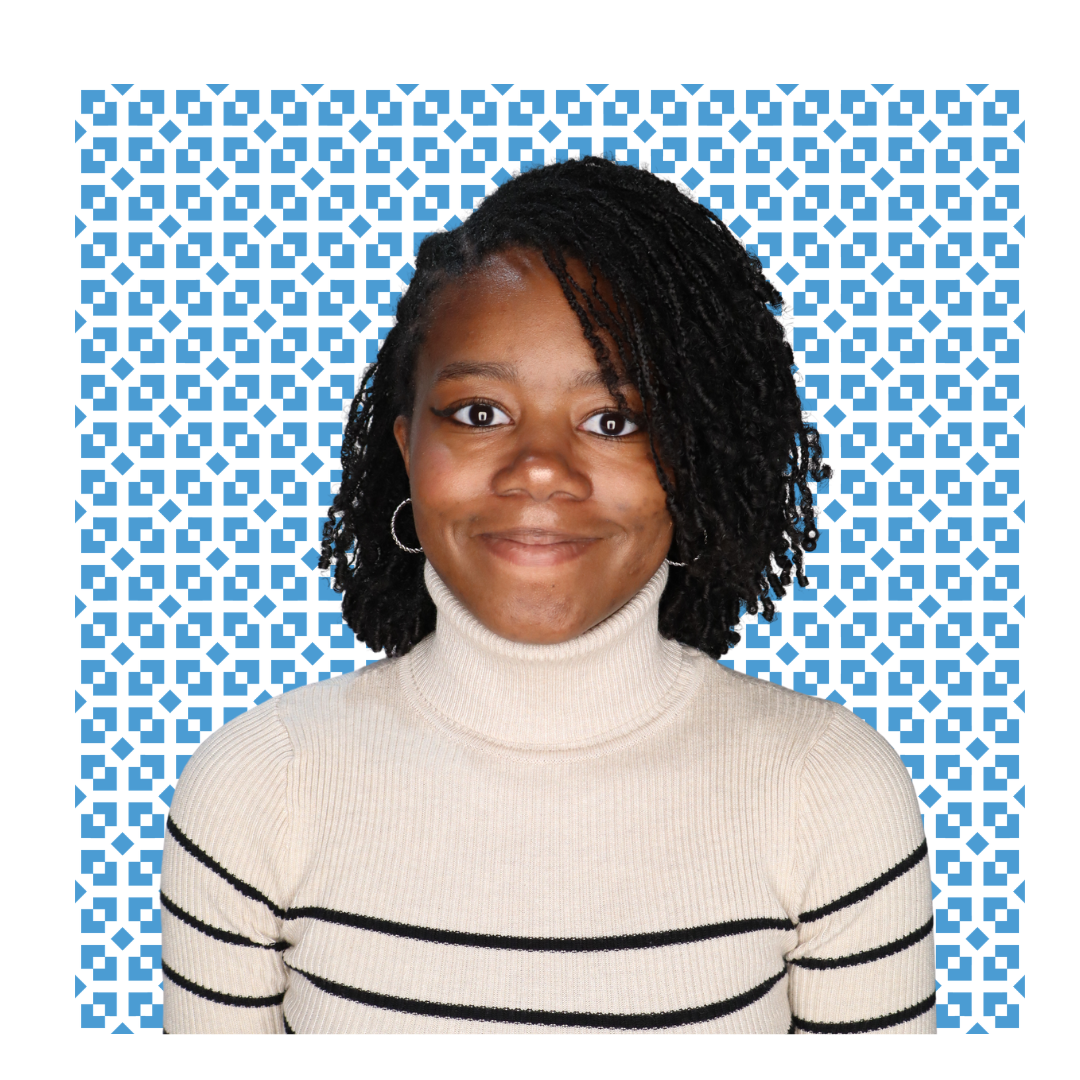 square headshot style photo of anastasia sellars-thompson with carolina blue background