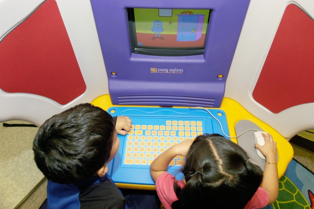 Two children on computer