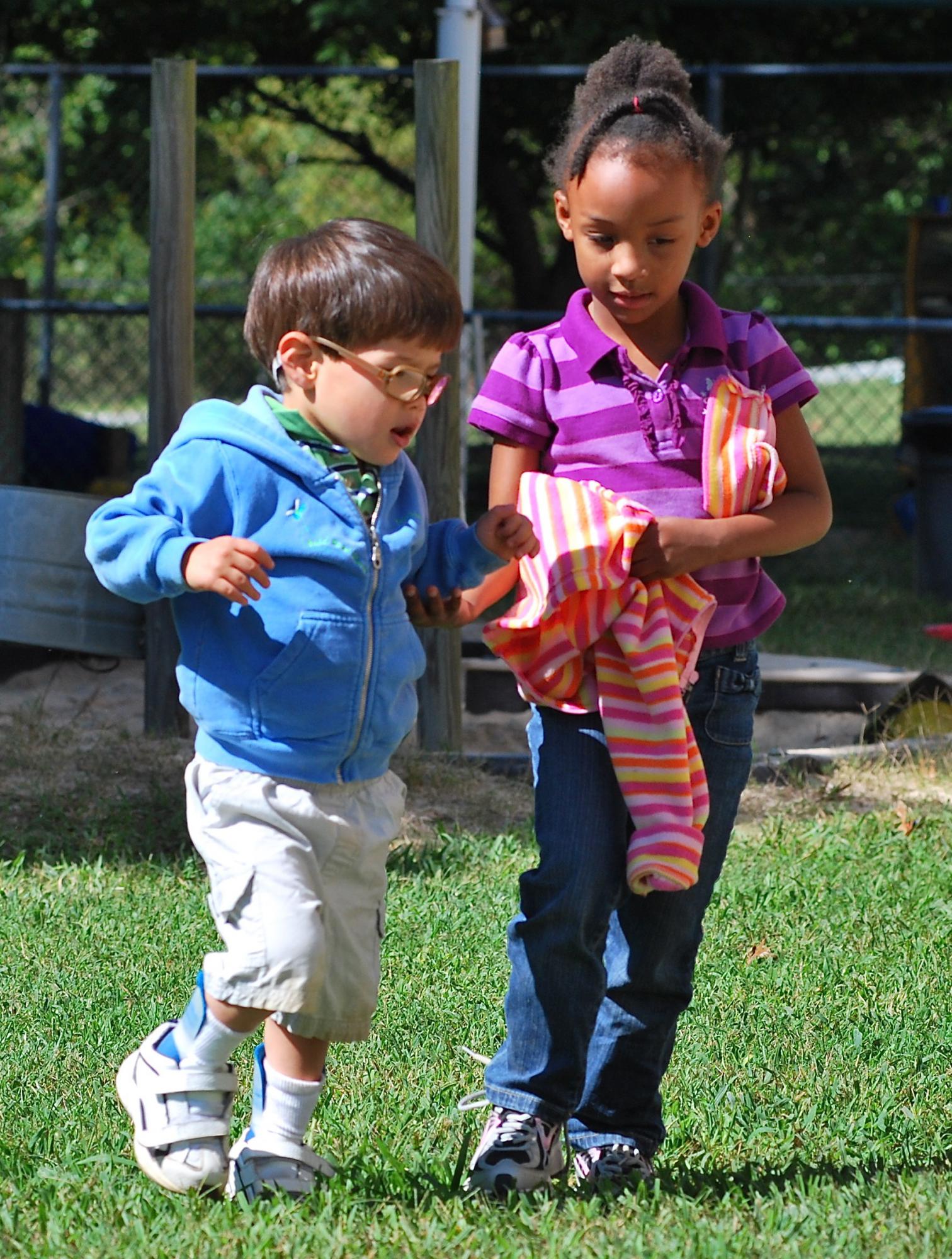 Girl and boy on playground