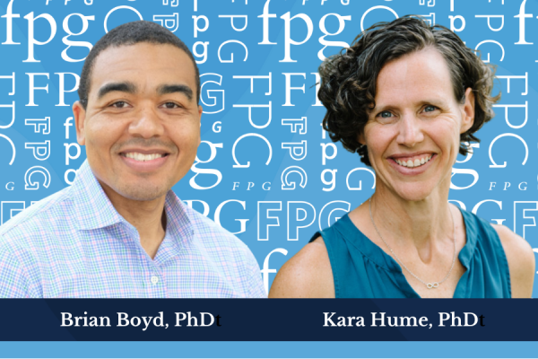 brian boyd (left) and kara hume (right); images over carolina blue background with fpg wallpaper