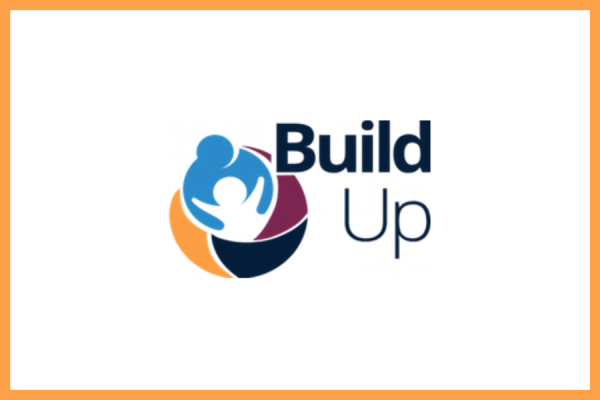 Build Up logo; two interlocking human figure shapes with surrounding swooshes