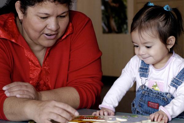 Woman with young child