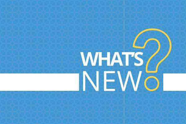 carolina blue background with white stripe through middle and text reading 'What's New?'
